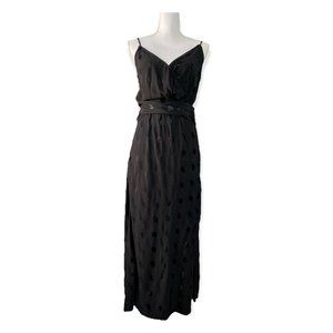 Zara Women’s Black Polka Dot Jacquard Spaghetti Midi Dress, Medium